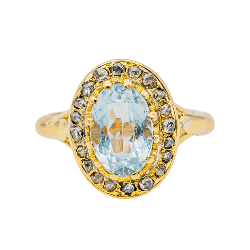 Bague 47 Bague Pompadour Or jaune Aigue marine, Diamant 58 Facettes 3447714CN