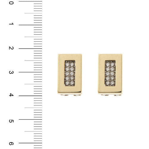 Boucles d'oreilles Boucles d’oreilles rectangulaires - Puces en or jaune et blanc 18 ct avec diamants 58 Facettes 34505