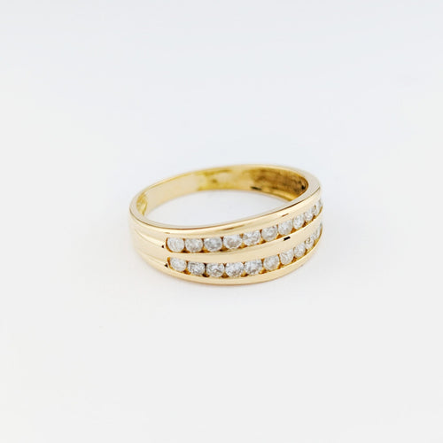 Bague 52 Bague alliance à double rang de diamants en or jaune 18 carats 58 Facettes 34509