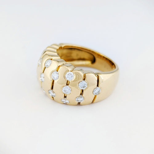 Bague 56 Bague large pavée de diamants en or jaune 18 carats 58 Facettes 34524