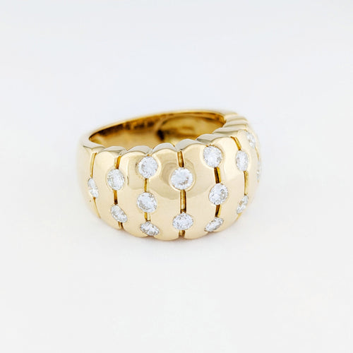 Bague 56 Bague large pavée de diamants en or jaune 18 carats 58 Facettes 34524