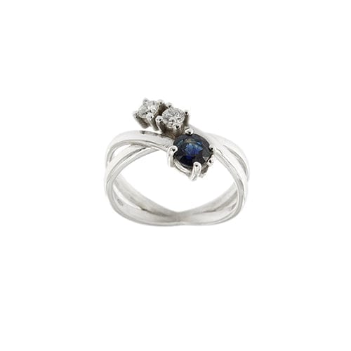 Bague Bague contrarié en or blanc 18 ct avec saphir et diamants 58 Facettes 34539