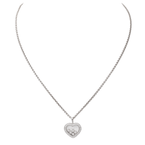 Collier Chopard Collier Happy Diamonds Or blanc Diamant 58 Facettes 3455932CN