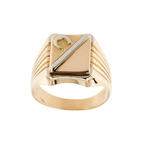 Bague Bague homme porte-bonheur bicolore en or rose et or blanc 18 ct 58 Facettes 34590