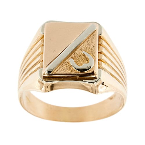 Bague Bague homme porte-bonheur bicolore en or rose et or blanc 18 ct 58 Facettes 34590