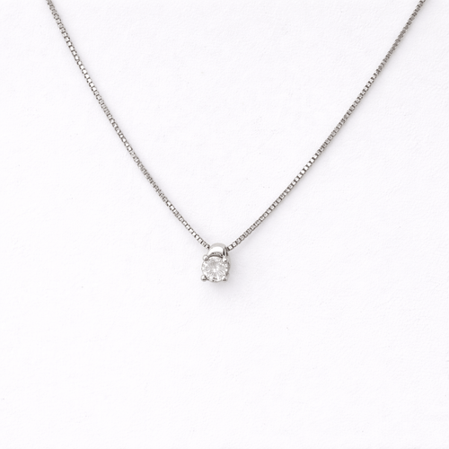 Collier Collier solitaire en or blanc 18 carats et diamant 58 Facettes 34593