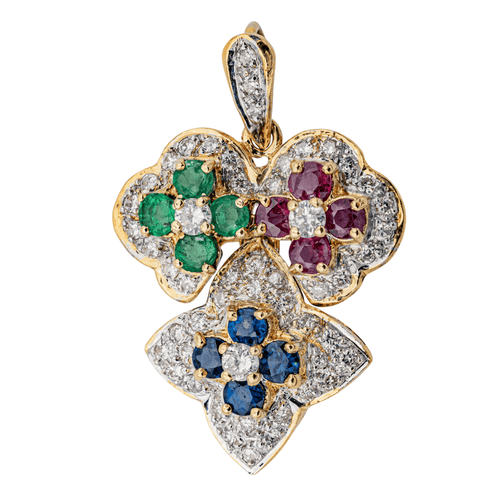 Pendentif Pendentif en or jaune et blanc 18 carats serti de diamants et pierres 58 Facettes 3462664CN