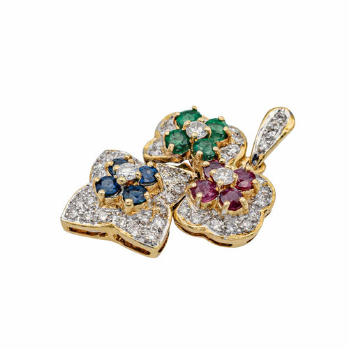 Pendentif Pendentif en or jaune et blanc 18 carats serti de diamants et pierres 58 Facettes 3462664CN