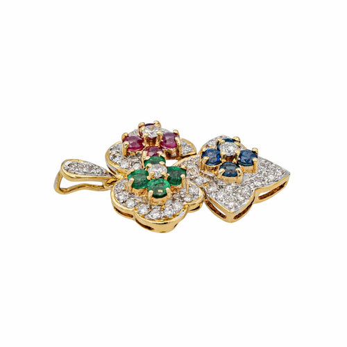 Pendentif Pendentif en or jaune et blanc 18 carats serti de diamants et pierres 58 Facettes 3462664CN