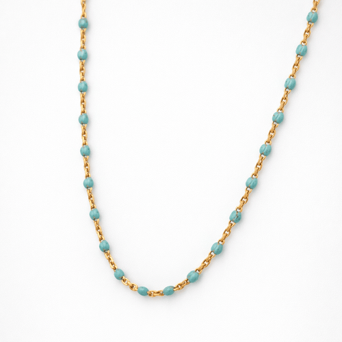 Collier Collier en or jaune 18 carats et perles turquoises 58 Facettes 34663