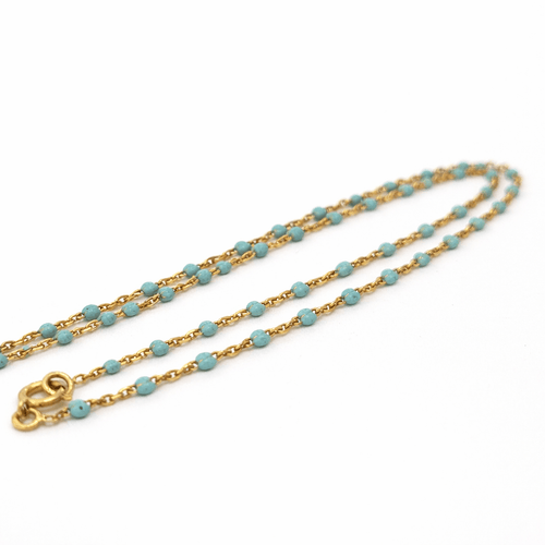 Collier Collier en or jaune 18 carats et perles turquoises 58 Facettes 34663