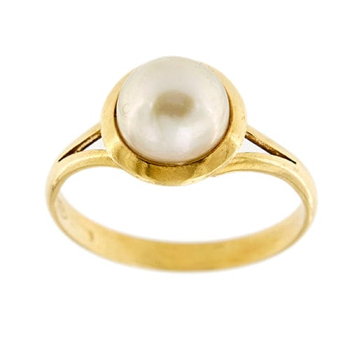 Bague Bague en or jaune 18 kt avec perle 8,5-9 mm 58 Facettes 34876