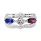 Bague 56 Bague en or blanc 18 carats avec diamant, tanzanite et grenat 58 Facettes 3494226RV
