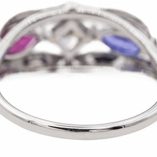 Bague 56 Bague en or blanc 18 carats avec diamant, tanzanite et grenat 58 Facettes 3494226RV