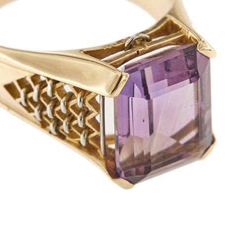 Bague Bague en or jaune 18 carats avec améthyste 6,50 ct 58 Facettes 35012