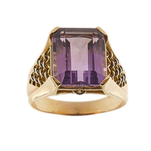 Bague Bague en or jaune 18 carats avec améthyste 6,50 ct 58 Facettes 35012