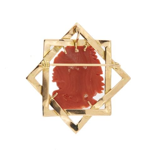 Pendentif Broche pendentif étoile en or rose 14 ct et corail 58 Facettes 35138