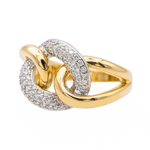 Bague 57 Bague en or jaune et blanc 18 carats sertie de diamants 58 Facettes 3516098CN