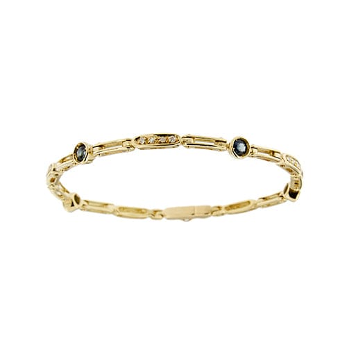 Bracelet Bracelet à segments en or jaune 18 ct avec saphirs et diamants 58 Facettes 35277