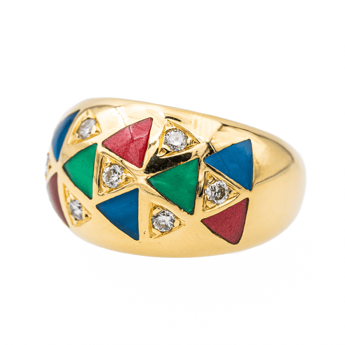 Bague 52 Bague Or jaune Diamant, Email 58 Facettes 3543609CN