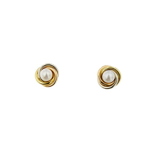 Boucles d'oreilles Boucles d’oreilles trois ors 18 kt à perles d’eau salée 58 Facettes 35533