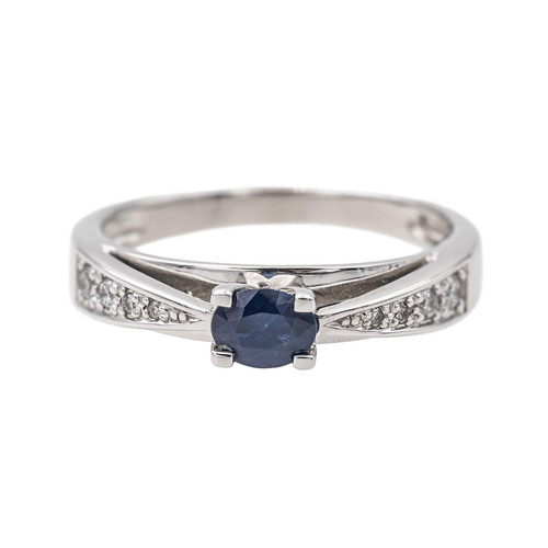 Bague 54 Bague en or blanc 18 carats avec saphir ovale et diamants 58 Facettes 3557394CN