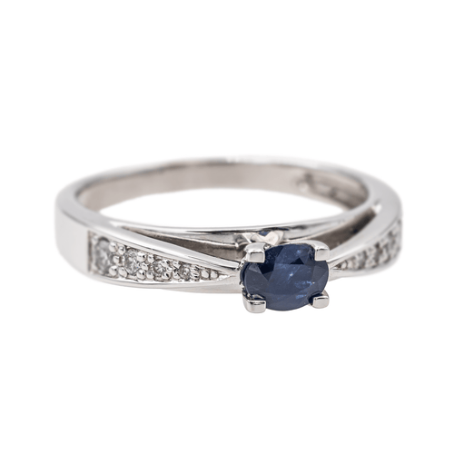 Bague 54 Bague en or blanc 18 carats avec saphir ovale et diamants 58 Facettes 3557394CN