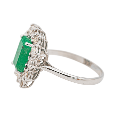 Bague 53 Bague Or blanc Emeraude, Diamant 58 Facettes 3565535CN