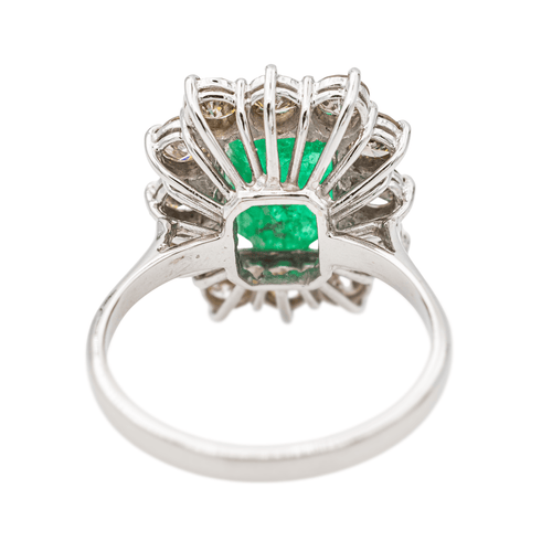 Bague 53 Bague Or blanc Emeraude, Diamant 58 Facettes 3565535CN