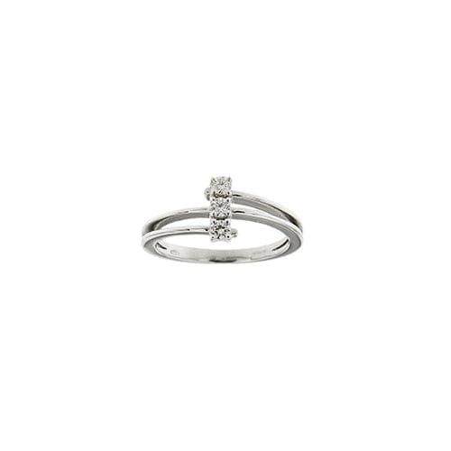 Bague Bliss - Bague trilogie contrariée en or blanc 18 kt et diamants 0,18 ct 58 Facettes 35929