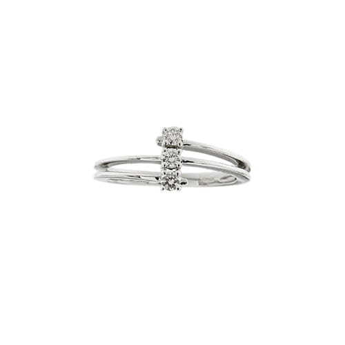 Bague Bliss - Bague trilogie contrariée en or blanc 18 kt et diamants 0,18 ct 58 Facettes 35929