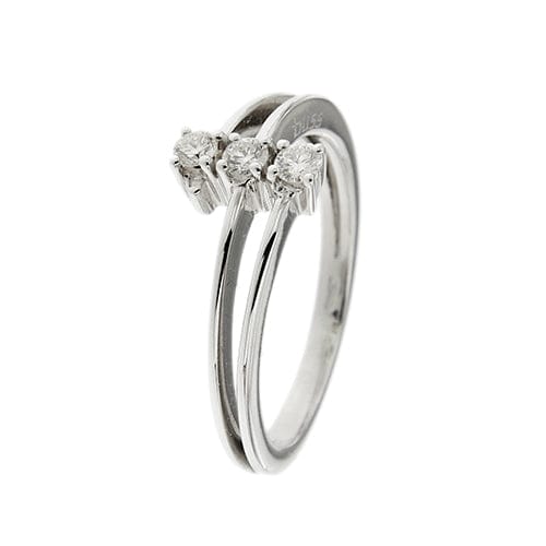 Bague Bliss - Bague trilogie contrariée en or blanc 18 kt et diamants 0,18 ct 58 Facettes 35929