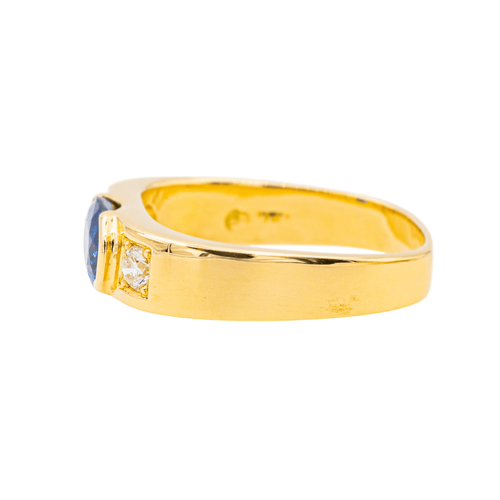 Bague 51.5 Bague en or jaune 18 carats avec saphir ovale et diamants 58 Facettes 3598549CN