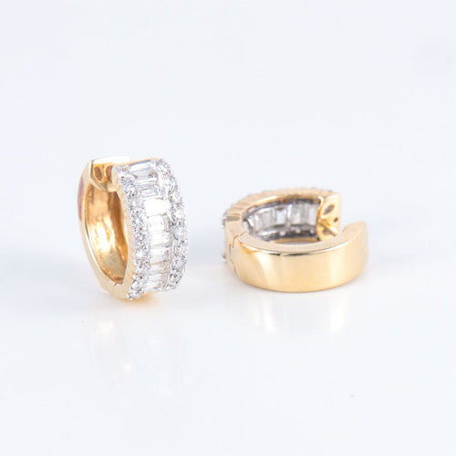 Boucles d'oreilles Créoles Diamants ronds et baguettes 58 Facettes DV0032-61