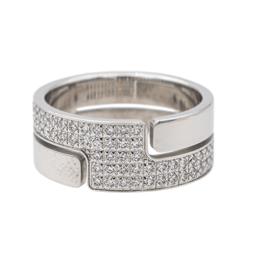 Bague 51 Dinh Van Seventies - Bague en or blanc pavée de diamants 58 Facettes 3601165RV