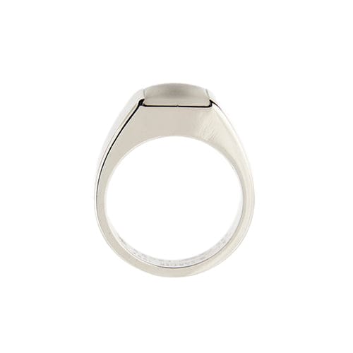 Bague 51 Cartier Tank - Bague chevalière en or blanc 18k avec pierre de lune 58 Facettes 36051