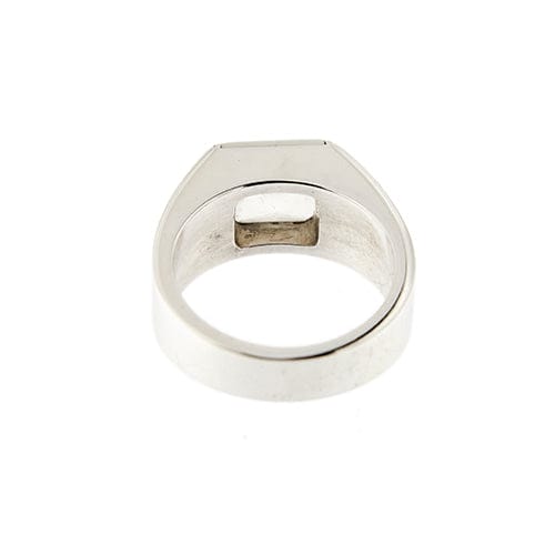 Bague 51 Cartier Tank - Bague chevalière en or blanc 18k avec pierre de lune 58 Facettes 36051