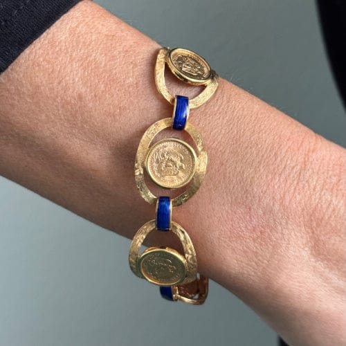 Bracelet Bracelet vintage - Bracelet manchette en or jaune 18 ct avec pièces 58 Facettes 36092