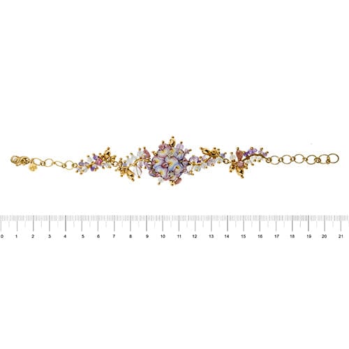 Bracelet Gabriella Rivalta - Bracelet à fleurs émaillées en or jaune 18 ct avec diamants 58 Facettes 36205