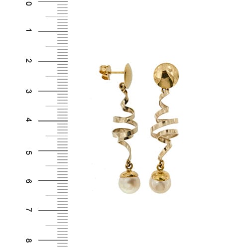 Boucles d'oreilles Boucles d'oreilles pendantes à perles en or jaune et or blanc 18 ct 58 Facettes 36258