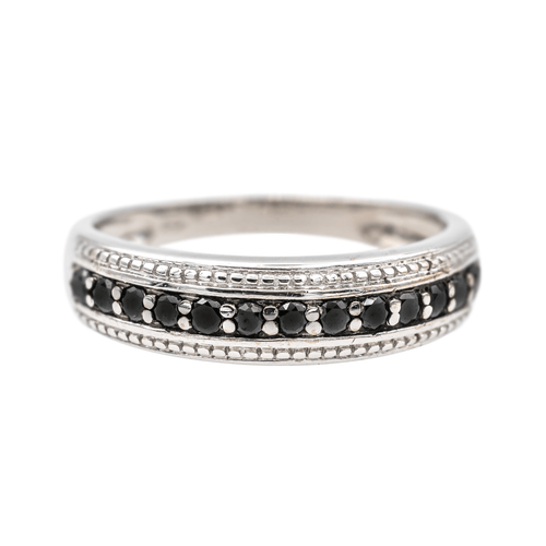 Bague 51 Bague en or blanc 18 carats sertie de diamants noirs 58 Facettes 3629488CN