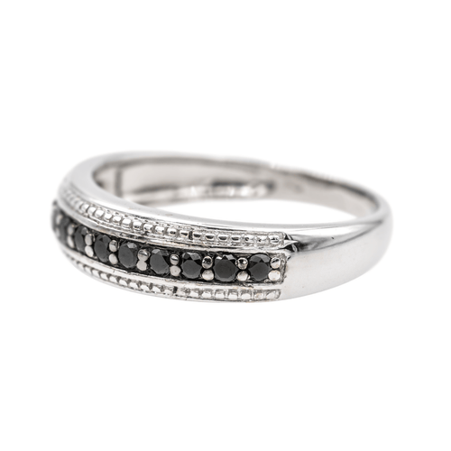 Bague 51 Bague en or blanc 18 carats sertie de diamants noirs 58 Facettes 3629488CN