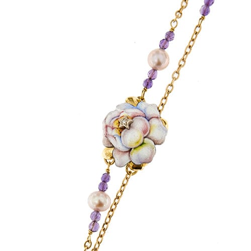 Bracelet Gabriella Rivalta - Bracelet fleur émaillée en or jaune 18 ct avec diamants 58 Facettes 36327