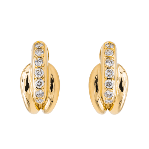 Boucles d'oreilles Boucles d'oreilles Demi créoles Or jaune Diamant 58 Facettes 3634764CN