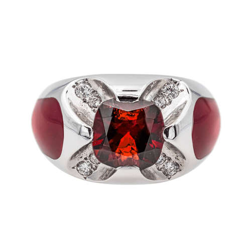 Bague 54 Bague en or blanc 18 carats au grenat et diamants 58 Facettes 3641136CN