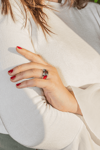 Bague 54 Bague en or blanc 18 carats au grenat et diamants 58 Facettes 3641136CN