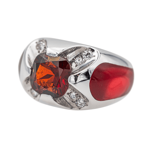 Bague 54 Bague en or blanc 18 carats au grenat et diamants 58 Facettes 3641136CN