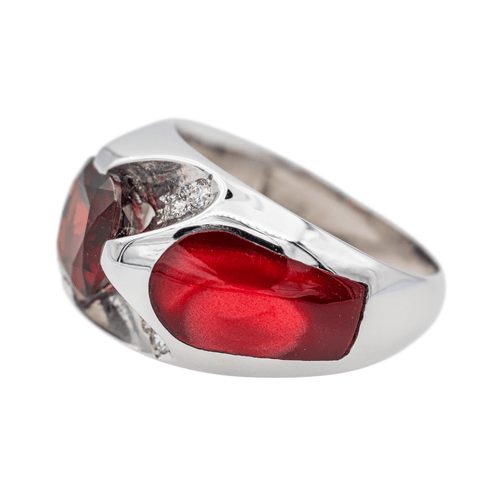 Bague 54 Bague en or blanc 18 carats au grenat et diamants 58 Facettes 3641136CN