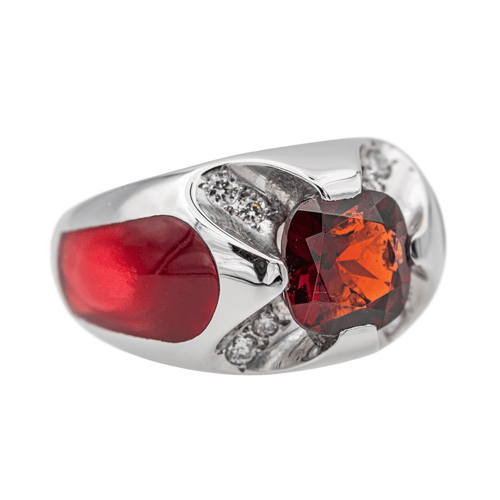 Bague 54 Bague en or blanc 18 carats au grenat et diamants 58 Facettes 3641136CN
