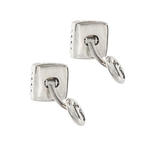 Boutons de manchette San Giorgio - Boutons de manchette carrés en or blanc 18 carats et saphirs 58 Facettes 36483